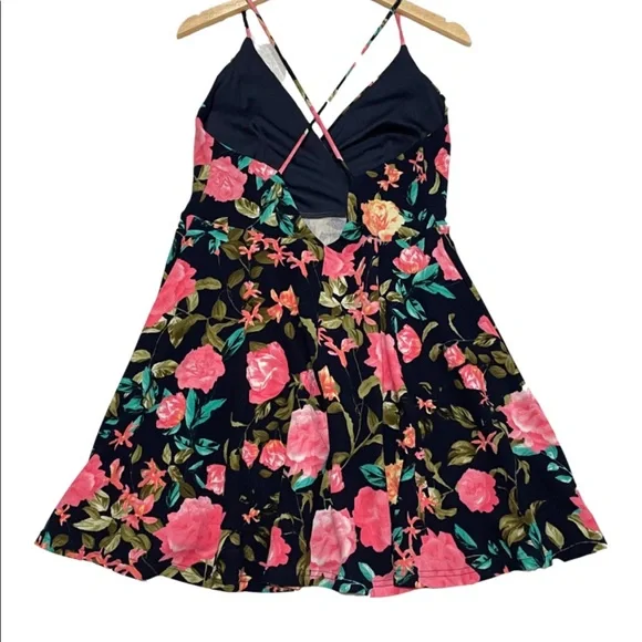 Trac Floral V-Neck A-Line Cross Back Strap Summer Dress NEW WITH TAGS - Picture 7 of 7